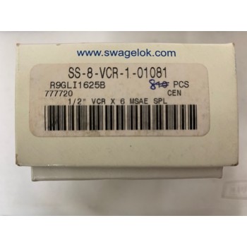 Swagelok SS-8-VCR-1-01081 1/2" x 9/16"-18 Male Connector, 316 Stainless
